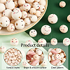 120Pcs 6 Styles Printed Natural Wood European Beads WOOD-PH0002-58-4