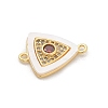 Brass Micro Pave Clear Cubic Zirconia & Shell Connector Charms KK-M303-03G-10-2