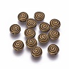 Tibetan Style Alloy Flat Round Carved Vortex Beads X-TIBEB-5437-AB-FF-1