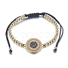 Adjustable Brass Braided Beaded Bracelets BJEW-F282-29G-RS-1