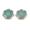 Dyed Synthetic Turquoise Flower Pendants TURQ-T004-25A-1