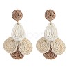 Flower Brass Raffia Dangle Stud Earrings FS-WGB7A43-06-1