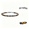 Natural Tiger Eye Round Beaded Bracelets with 304 Stainless Steel Clasps WG47F3F-01-1
