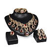 Teardrop Alloy Rhinestone Pendant Necklaces & Stud Dangle Earrings & Bangles & Rings Sets FS-WGBA23F-01-2
