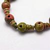 Natural Unakite 3-Hole Guru Bead Strands G-K149-07-2