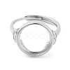 Flat Round Adjustable 925 Sterling Silver Ring Components STER-G042-07P-2