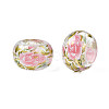 Flower Printed Transparent Acrylic Rondelle Beads TACR-S160-01-D04-3