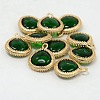 Real 18K Gold Plated Brass Glass Pendants GLAA-J043-01G-1