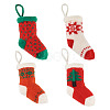 4Pcs 4 Styles Christmas Polyester Socks Pendant Decorations AJEW-TA0003-29B-1
