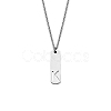 304 Stainless Steel Rectangle with Laser Cut Initial Pendant Necklaces FS-WG71FEF-15-1