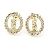 Brass Micro Pave Cubic Zirconia Stud Earrings for Women EJEW-D086-07B-G-1