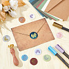 Brass Wax Seal Stamp with Wood Handle AJEW-WH0412-0024-4