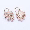Brass Micro Pave Cubic Zirconia Charms KK-P133-04RG-NR-2