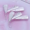 Silver Color Plated Textured Brass Triangle Dangle Earrings EJEW-BB11934-3