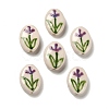 Flower Theme Printed Handmade Porcelain Beads LAMP-D303-06E-04-1