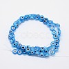 Handmade Evil Eye Lampwork Flat Round Bead Strands X-LAMP-L058-6mm-09-2