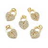 Brass Micro Pave Clear Cubic Zirconia Pendants KK-E068-VB159-3