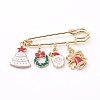 Christmas Theme Brass Safety Brooch X-JEWB-BR00046-03-1