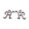 Gunmetal Plated Alloy Letter Pendants PALLOY-P097-03-H-1