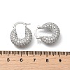 Brass Micro Pave Clear Cubic Zirconia Flat Round Hoop Earrings EJEW-K318-04A-P-5