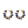 Natural Gemstone Chips Braided Hoop Earrings EJEW-JE04940-3