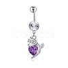 Brass Cubic Zirconia Navel Ring AJEW-EE0004-34B-1