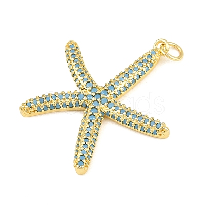 Brass Micro Pave Sky Blue Cubic Zirconia Pendants CU-CBA4A93-01F-G-1