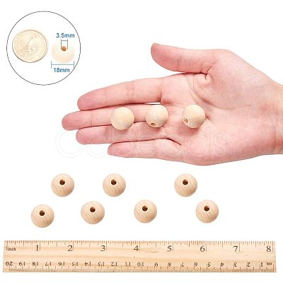 Round Unfinished Wood Beads WOOD-PH0008-12-1