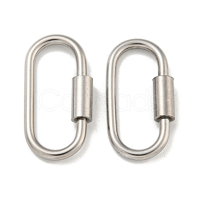 Non-Tarnish 304 Stainless Steel Screw Carabiner Lock Charms STAS-C092-01A-P-1