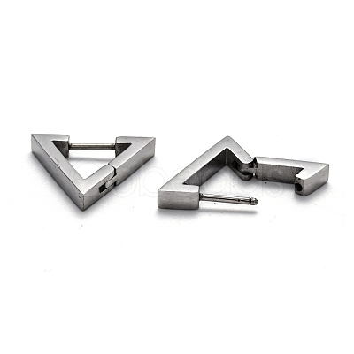 Tarnish Resistant 304 Stainless Steel Triangle Huggie Hoop Earrings STAS-H156-02B-P-1