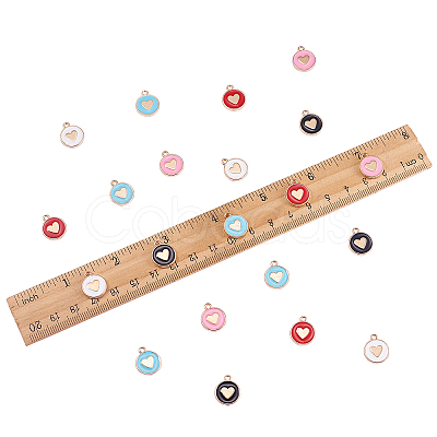 50Pcs 5 Colors Alloy Enamel Charms ENAM-CJ0001-86-1