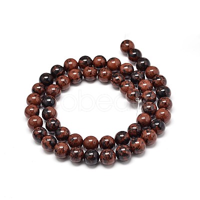 Natural Mahogany Obsidian Round Bead Strands X-G-P075-26-8mm-1