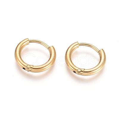 Ion Plating(IP) 304 Stainless Steel Huggie Hoop Earrings X-EJEW-F111A-13mm-G-1