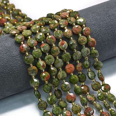 Natural Unakite Beads Strands G-C116-A27-02-1