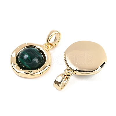 Synthetic Malachite Flat Round Charms KK-U043-42G-C-1