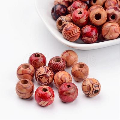 Round Printed Wood Beads WOOD-R243-13mm-M2-1
