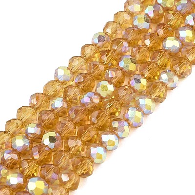 AB Color Plated Transparent Glass Rondelle Beads Strands EGLA-T029-4mm-10H-1