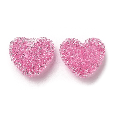 Drusy Heart Resin Rhinestone Beads RESI-C038-01D-1