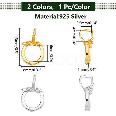 2Pcs 2 Colors 925 Sterling Silver Twister Clasps STER-PH0001-63-1