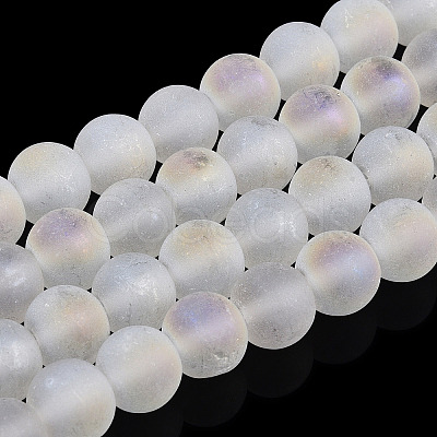 Transparent Frosted Glass Bead Strands GLAA-T032-T8mm-MB13-1