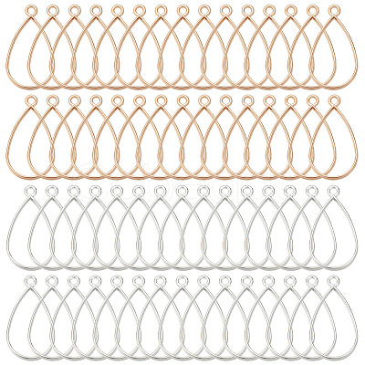 60Pcs 2 Colors Alloy Open Back Bezel Pendants FIND-OC0003-36-1