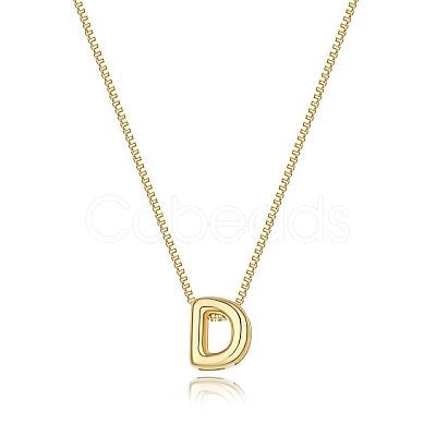 Brass Initial Pendant Box Chain Necklaces for Women FS-WG5C822-04-1
