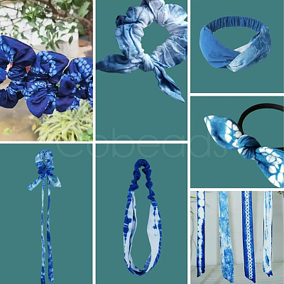 12Pcs 4 Styles Bowknot Cotton Elastic Hair Ties OHAR-SP0001-09-1
