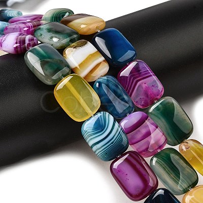 Natural Striped Agate/Banded Agate Beads Strands G-B137-B01-01-1