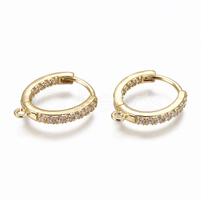 Brass Huggie Hoop Earring Findings ZIRC-F103-03-G-1