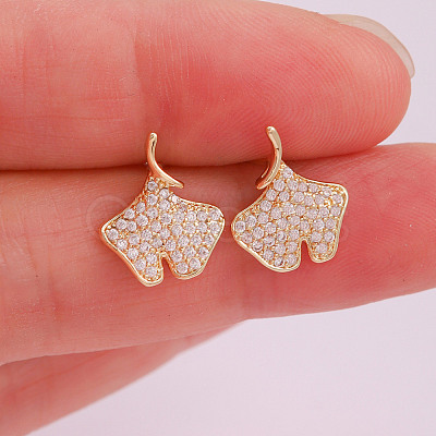 Brass Micro Pave Clear Cubic Zirconia Stud Earrings WGF80BB-01-1