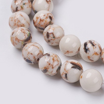 Sea Shell and Synthetic Turquoise Assembled Beads Strands G-G758-08-6mm-1