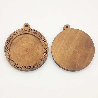 Wooden Pendant Cabochon Settings WOOD-WH0034-89A-1