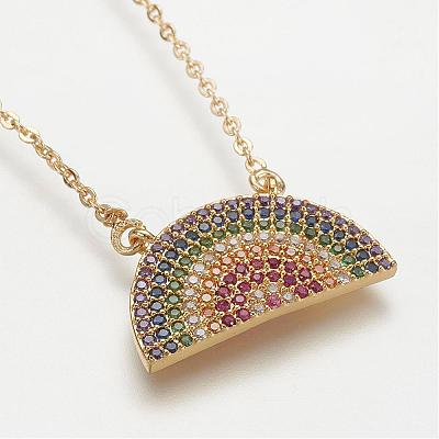 Brass Micro Pave Cubic Zirconia Pendant Necklaces NJEW-J051-19G-1