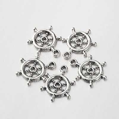 Tibetan Style Alloy Rudder Helm Pendants TIBEP-O009-08-1